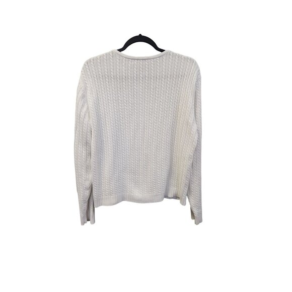 Crystal Kobe Women's Large White Long Sleeve Cable Knit Cardigan 2153 - Picture 2 of 7